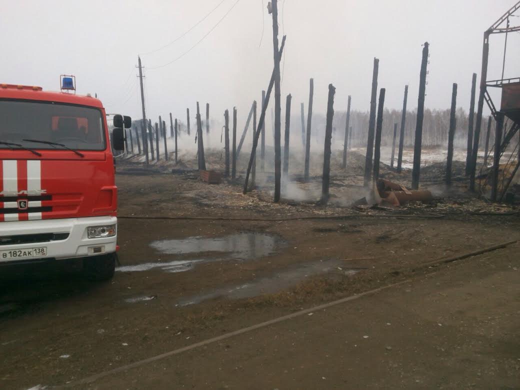 В ТУЛУНСКОМ РАЙОНЕ ПОЖАР УНИЧТОЖИЛ КРУПНОЕ ЗЕРНОХРАНИЛИЩЕ